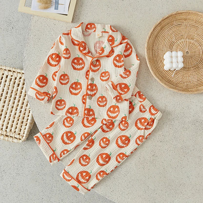 Baby Halloween Sleepwear Pumpkin Print Tops + Pants