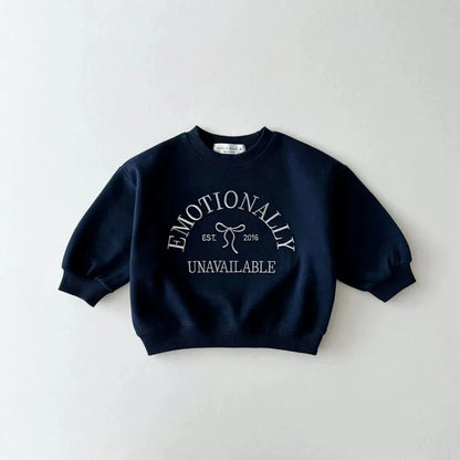 Baby Long Sleeve Casual Sweatshirt Letter Embroidery Children Loose Sweatshirt