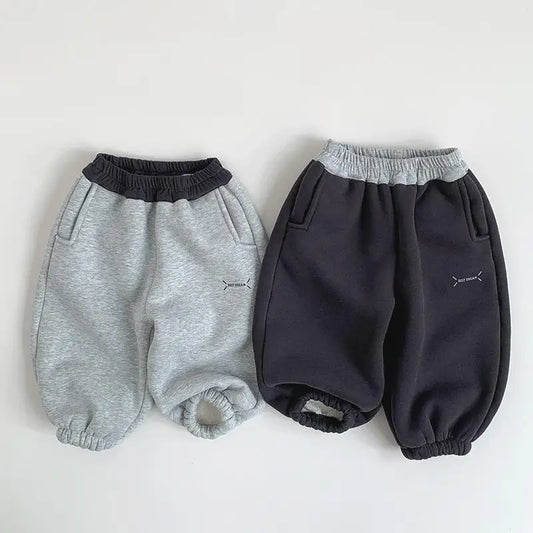 New Sweat Pants Boys Warm Pants Plus Velvet Thick Girls Versatile Trousers