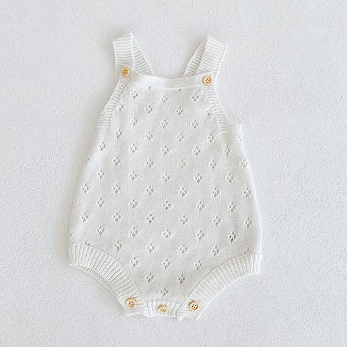 Baby Girl Romper+Hat Sleeveless Knitted Solid Color Newborn Baby Girl Jumpsuit