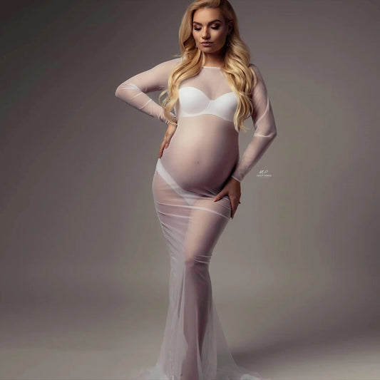 Maternity Photography Gown Super High Elastic Mesh Sexy Dresses