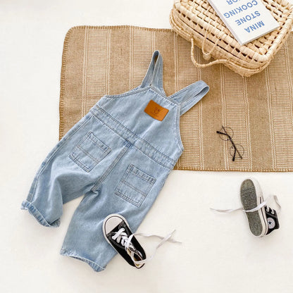 Boy Denim Overalls Loose Girls Suspenders Jumpsuit Retro Kid Casual Pants