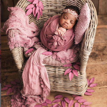 Soft Cotton Lace Frill Wrapped Blanket Infant  Swaddle Photography Wrap For Baby