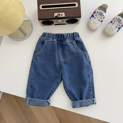 Children Solid Jeans Baby Autumn Kid Boy Simple Soft Casual Pants