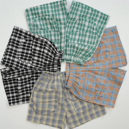 Baby Boy Plaid Short Pants All-match Cotton Comfortable Loose Kid Girl Shorts