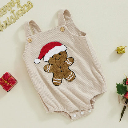 Lovely Baby Christmas Romper Hat Embroidery Jumpsuit