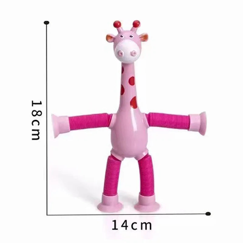 Children Suction Cup Toys Pop Tubes Stress Relief Telescopic Giraffe Fidget Toys