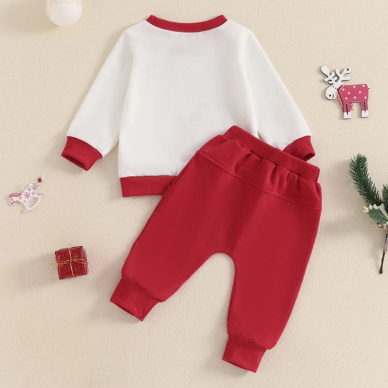 Toddler Girl Boy Christmas Outfit, Letter Print Long Sleeve Sweatshirt Pants