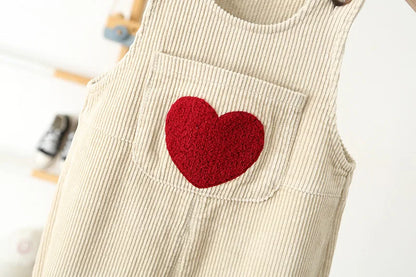 Baby Clothes Girl Embroidery Love Corduroy Overalls Retro Boy Ribbed Jumpsuit