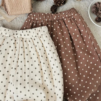 Baby Winter Clothes Boys Girls Pants Infant Casual Pants Cute Polka Dot Velvet Trousers