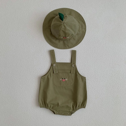 Baby Boys Fashion Pocket Jumpsuit Girls Autumn Sun Protection Fisherman's Hat