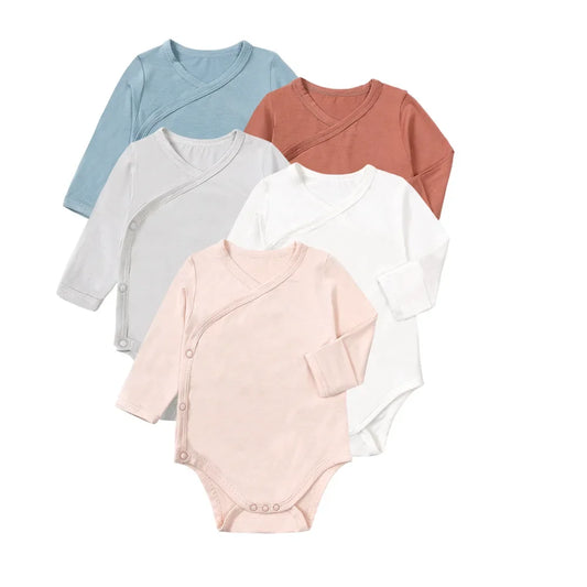 Newborn Boy Girl Rompers Bamboo Fiber Romper Long Sleeve Unisex Toddler Breathable Clothes Korean Infant