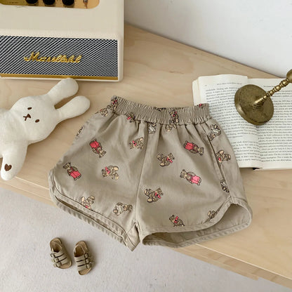 Children Boys Casual Short Pants Girl Cute Bear Print Boutique Hot Short Trousers