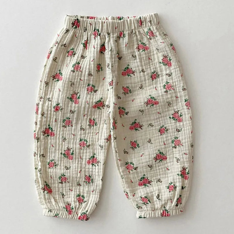 Girl Children Comfort Soft Floral Anti-mosquito Pants