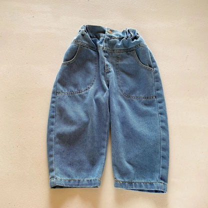 Boy Girl Casual Denim Pants Loose Baby Cotton Trouser