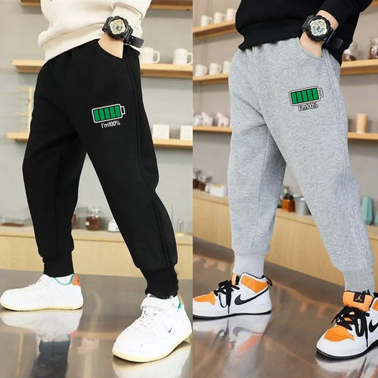 Children Trousers for Boys Kids Cotton Low/Full Battery Casual Sport Long Pants