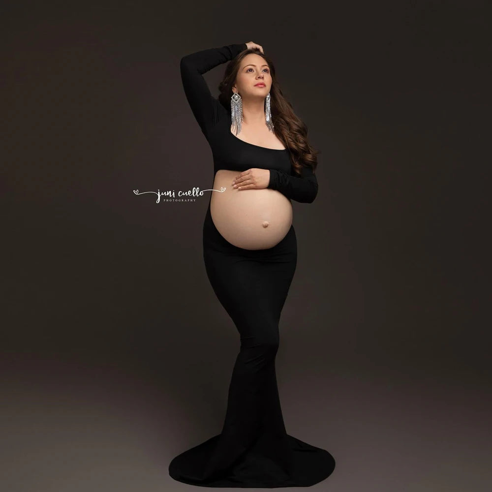 Stretch bodice dress Photography Accessories Pregnant Women Exposed Belly Skirt