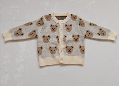 Baby Boys Cartoon Bear Cardigans Outwear Children Clothes Kids Girls Knitwear Jacket