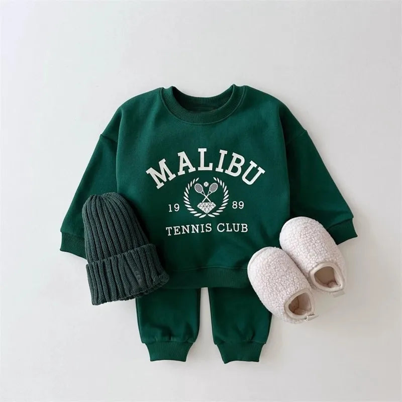 Baby Letter Print Tracksuit Boy Girl Children Casual Tops + Pencil Pants 2pcs