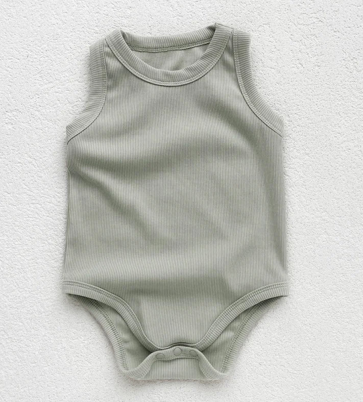 Baby Boys Girls Jumpsuit Cotton Plain Infant Sleeveless Romper