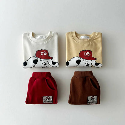 New Baby Cartoon Clothes Sets Infant Dog Print Sweatshirt + Pants 2pcs