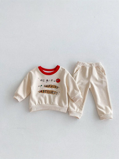 Boy Girl Letter Print Long Sleeve Tops + Pants Children Clothes Set