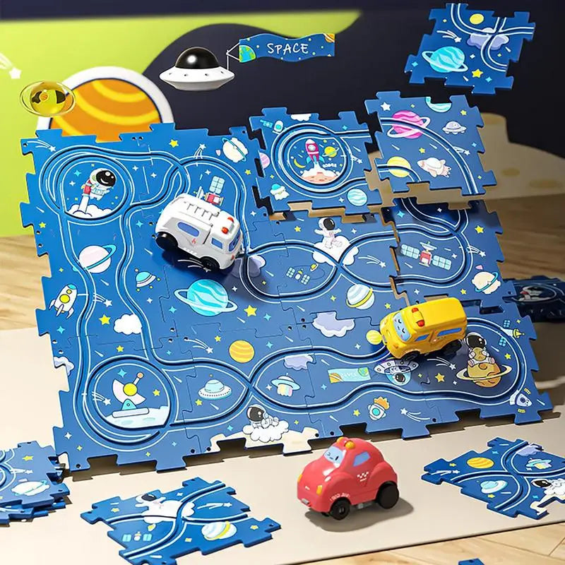 Educational Puzzle Track Burr Free Puzzle Board Track Electric Race Car Track Toy