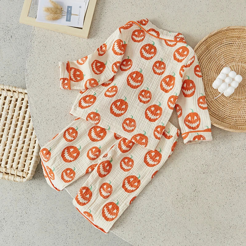 Baby Halloween Sleepwear Pumpkin Print Tops + Pants