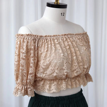 Photo Shooting Pregnancy Dress Color Blocking Apricot Lace Top& Green Skirt