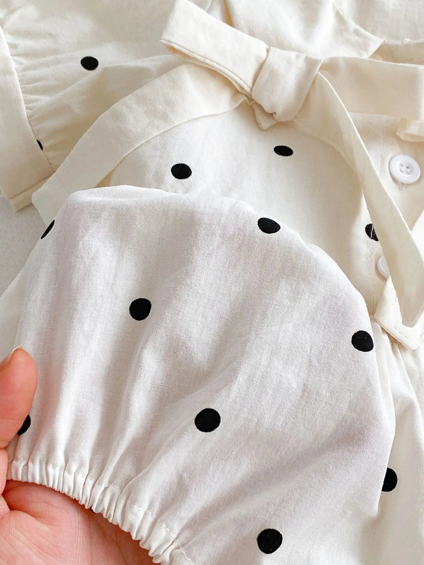 Newborn Girl Baby Cute Dots Short Sleeve Bodysuit + Hairband 2pcs Romper