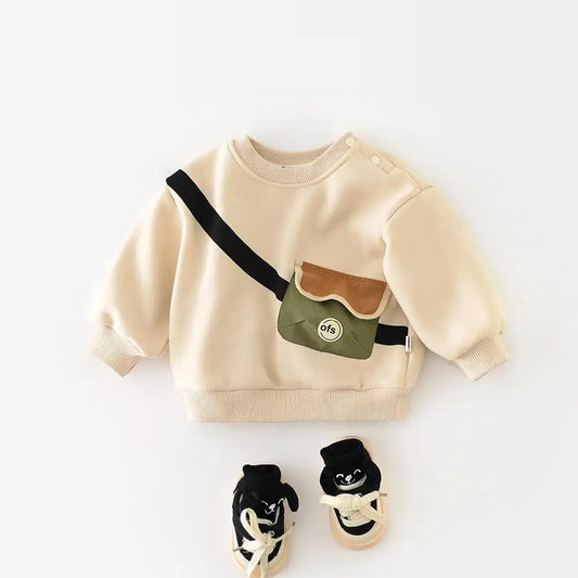 Baby Long Sleeve Fleece Sweatshirt Fashion Girl Warm Pullover Plus Sweatshirt