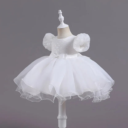New Princess Girl Kid's Dress Sequined Lace Baby Clothes for Party Birthday White Toddler Girl Dresses