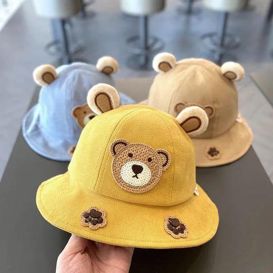 Cute Bear Children Bucket Hat New Spring Boys Girls Sun Hat Cartoon Outdoor