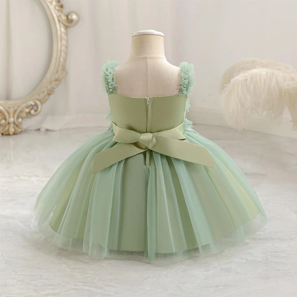 Girls Dress Sequined Bowknot Children's Princess Mesh Dresses Sling Girl Tutu