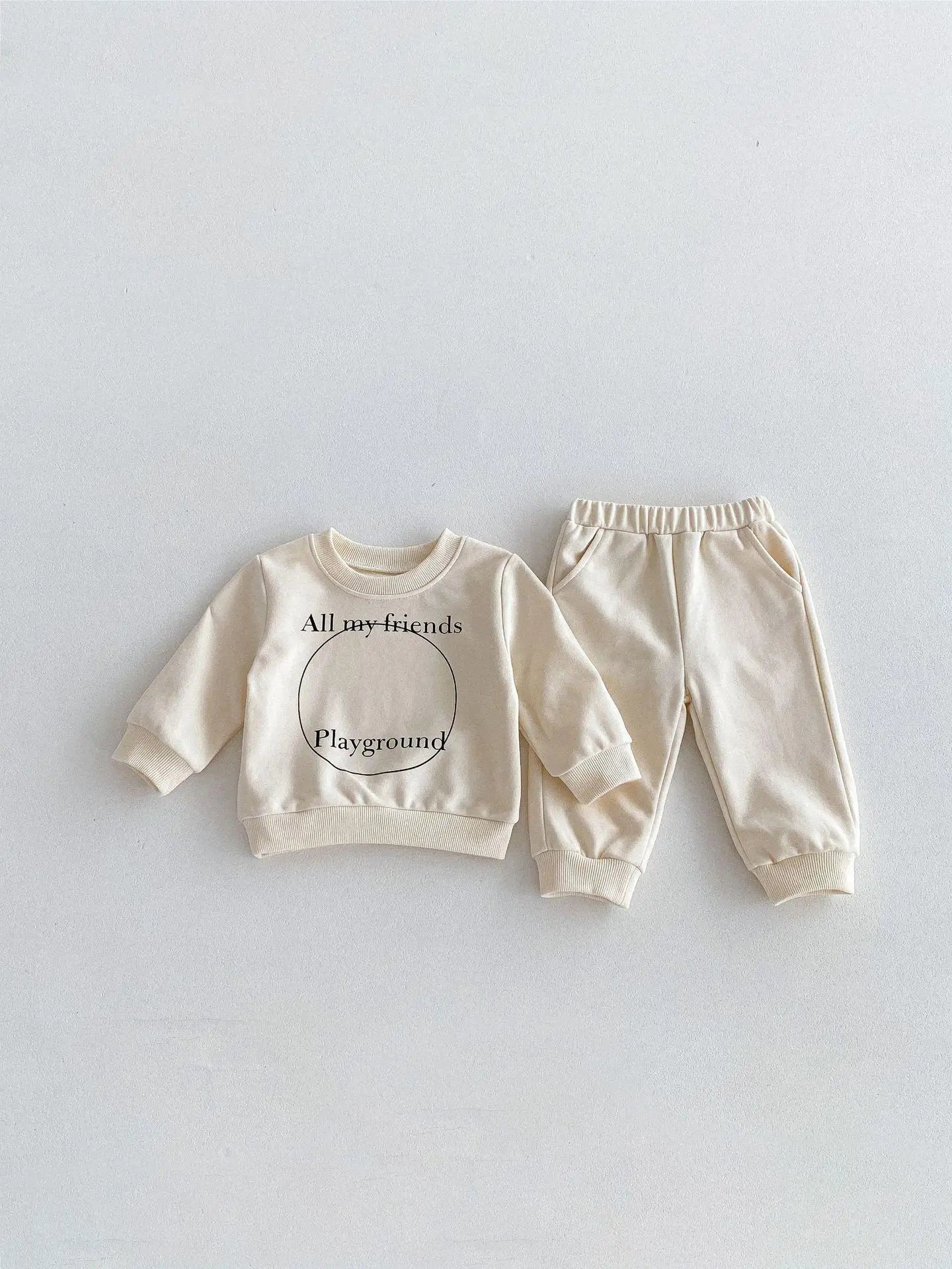 Boy Girl Letter Print Sweatshirt Sweatpants Set Baby Cotton Long Sleeve Tops + Pants