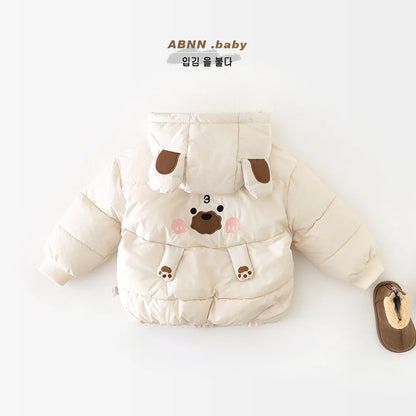 Boys Girls Cartoon Bear Hooded Coat Infant Toddler Padded Jacket