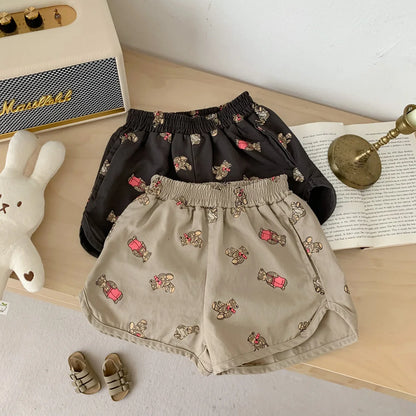 Children Boys Casual Short Pants Girl Cute Bear Print Boutique Hot Short Trousers