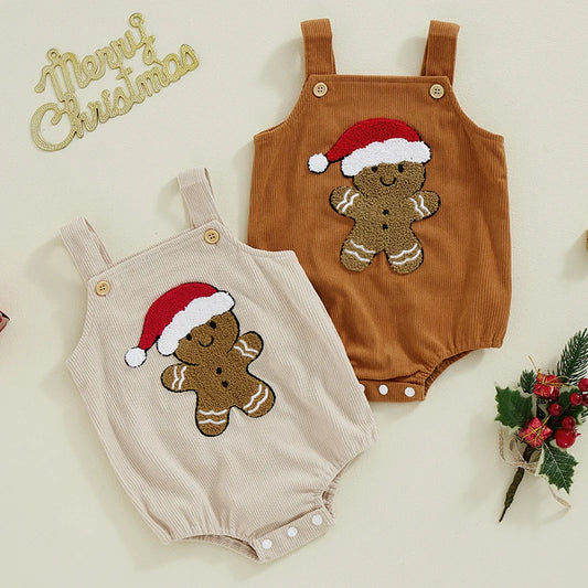 Lovely Baby Christmas Romper Hat Embroidery Jumpsuit