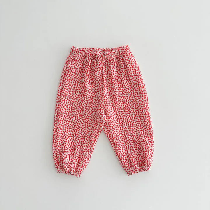 Girls Vintage Floral Lantern Pants Kids Boys Thin Breathable Soft Homewear Trousers