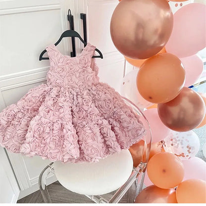 Flower Baby Dresses Sleeveless Elegant Children Holiday Party Prom Ball Gown Tutu Girl's Ceremonial