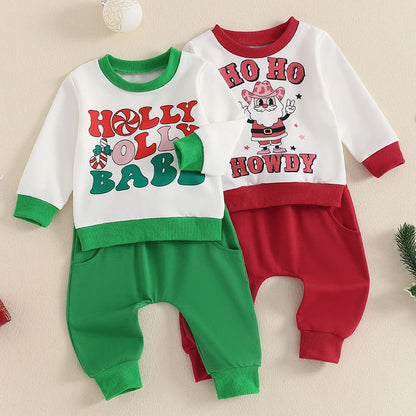 Toddler Girl Boy Christmas Outfit, Letter Print Long Sleeve Sweatshirt Pants