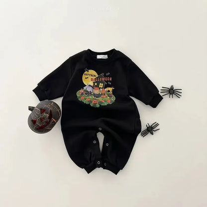 Baby Halloween Romper Long Sleeve Newborn Pumpkin Print Jumpsuit