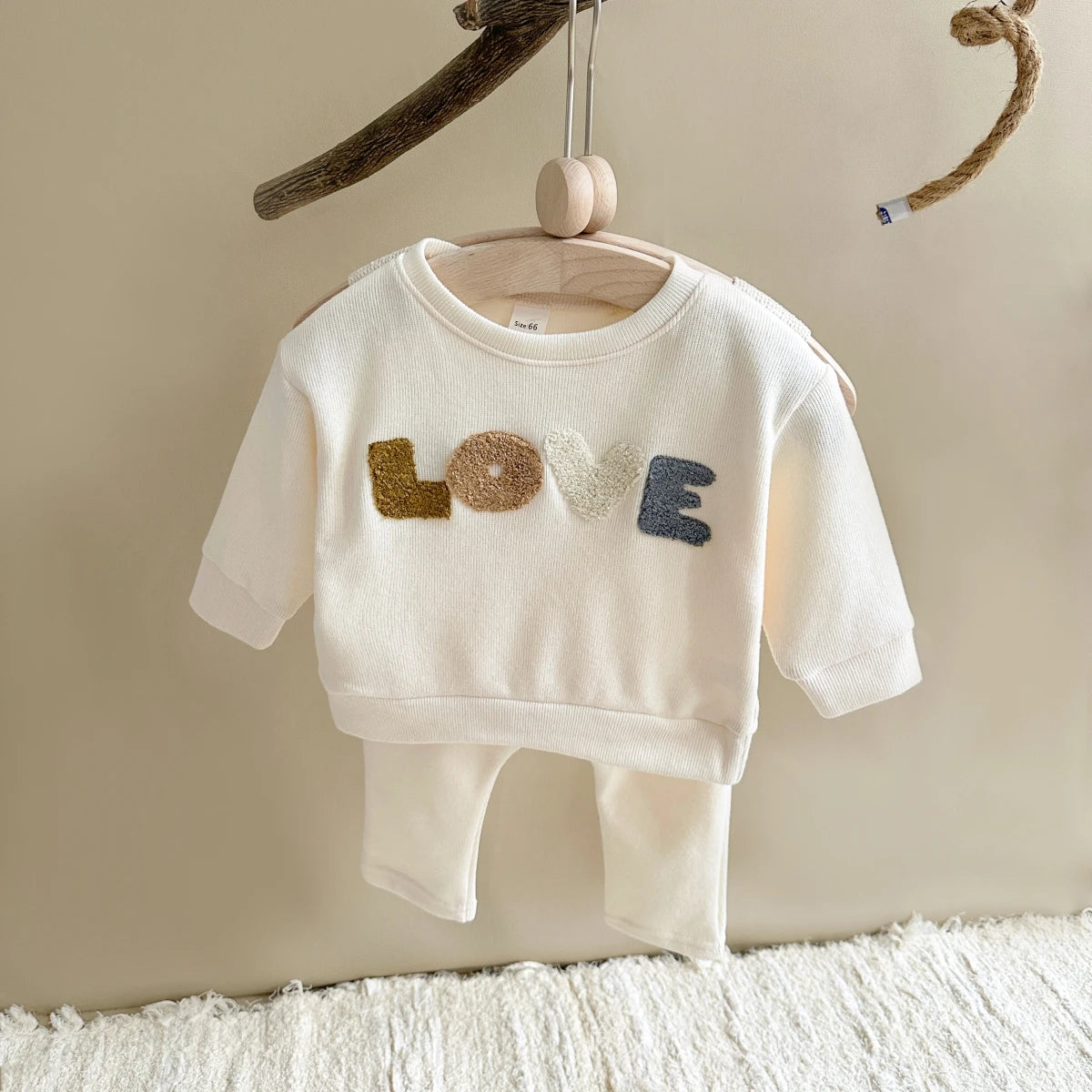 Boys Girls Sweatshirt Letter Long Sleeve +Pants Two Piece Cotton Children's Set