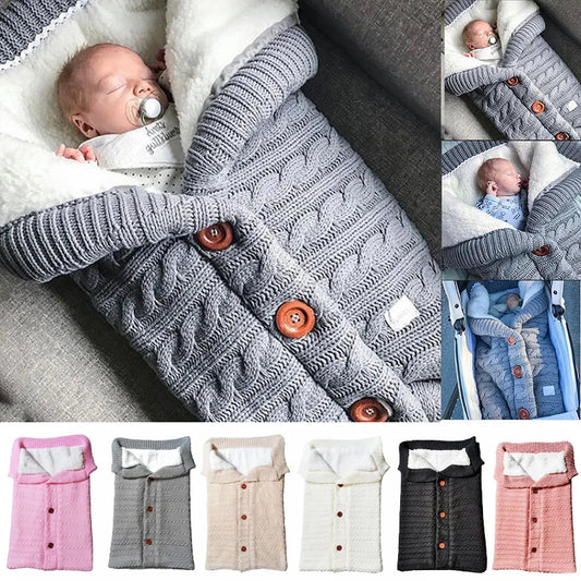 Baby Sleeping Bags Infant Button Knit  Stroller Wrap Toddler Blanket Sleeping Bags