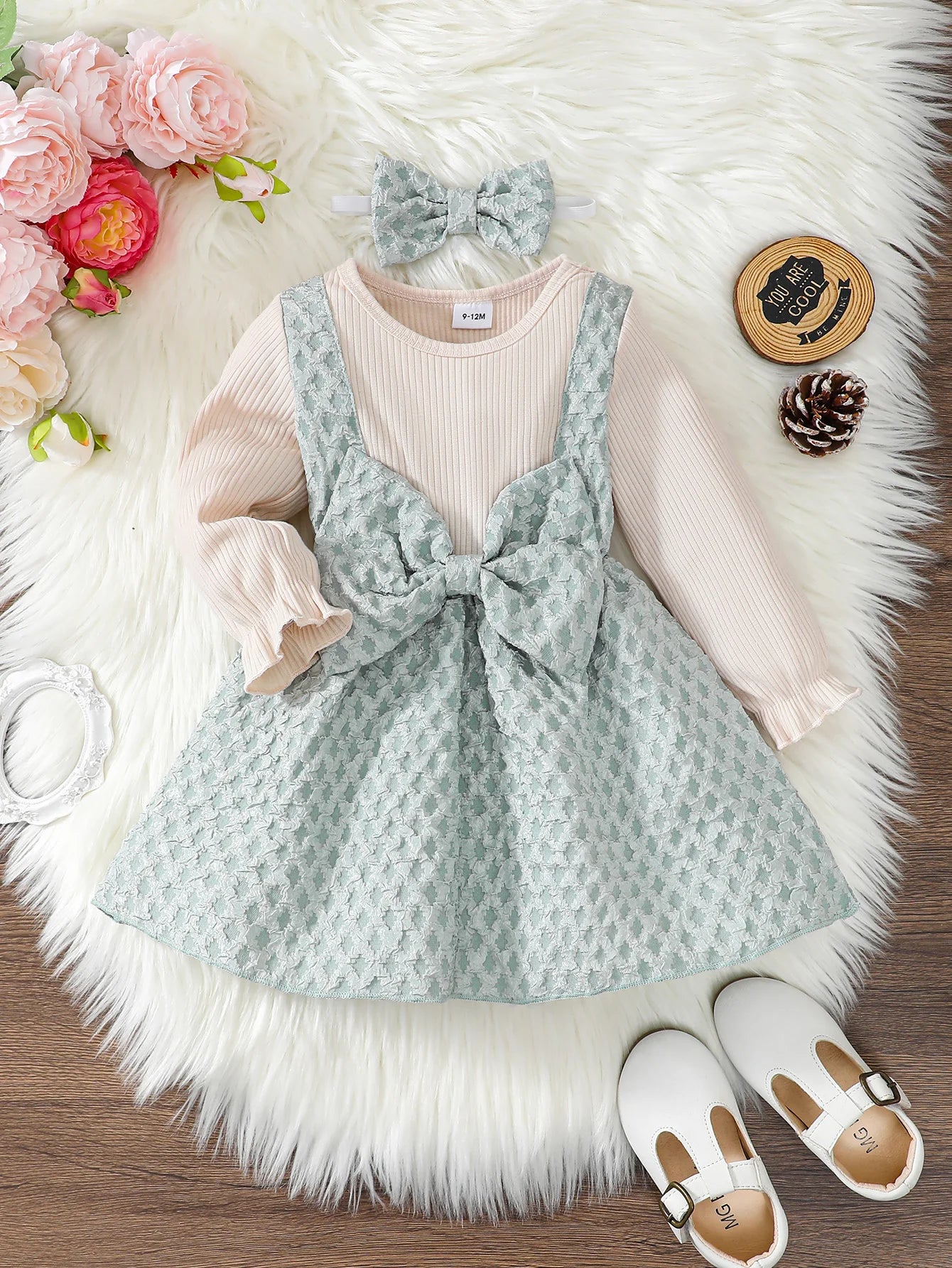 New Long Sleeved Dress Baby Girl Bow Autumn Dress