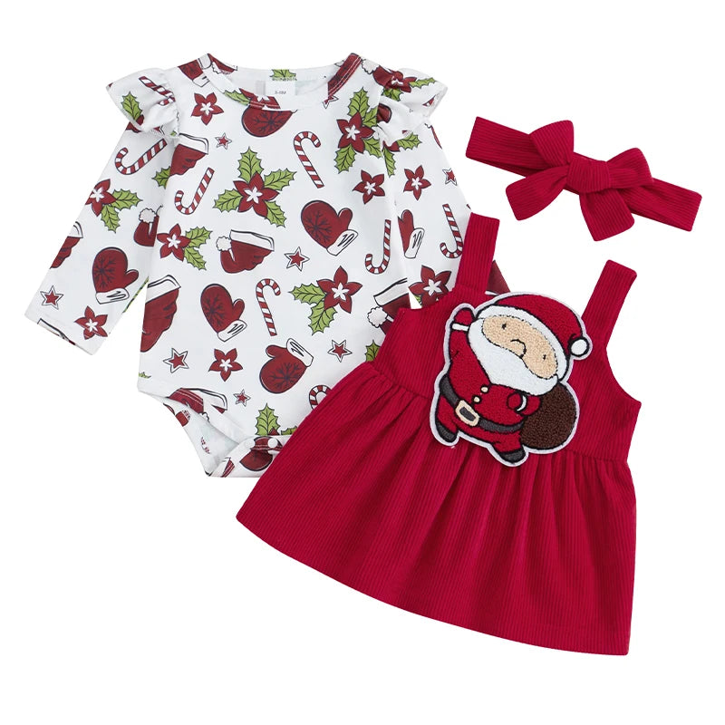 Christmas Tree Santa Dress Headband Set