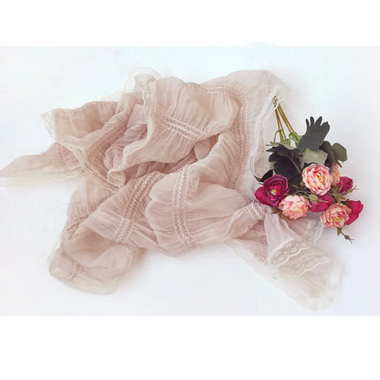 Photography Pleated Chiffon Lace Edge Baby Wraps Shoot Studio Accessories Waddling Blanket