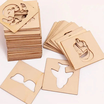 Wooden DIY Painting Stencils Template Craft Toys Puzzle Educational Toys