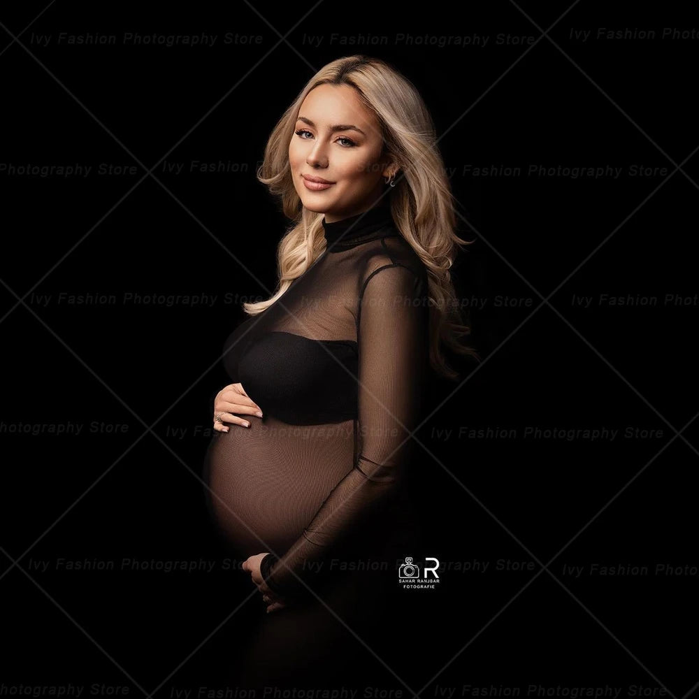 Maternity Photography Props Dress Large Elastic Mesh Sexy Transparent Dress