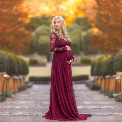 Lace Stitching Pregnant Woman Dress Maternity Dress For Photo Shoot Robe Grossesse Baby Shower Dress Maternity Photography Dress